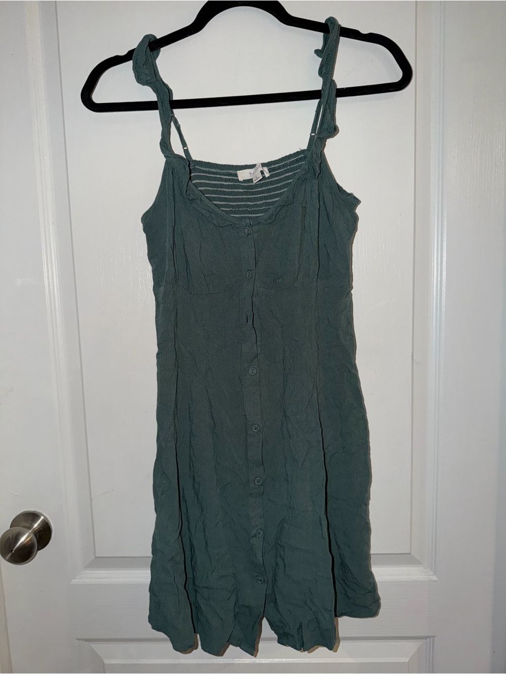 Be cool green button up linen dress